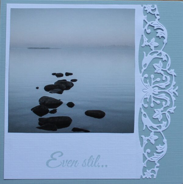 Condoleancekaart grijs/wit, Classic border plaatje stenen in water, tekst Even stil...