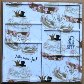 Kaart felicitatie huwelijk, dieptekaart, met tekst Jullie zeggen ja, Veel geluk samen